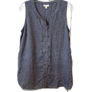 J. Jill Women's Love Linen Blue Sleeveless Top in Size S
